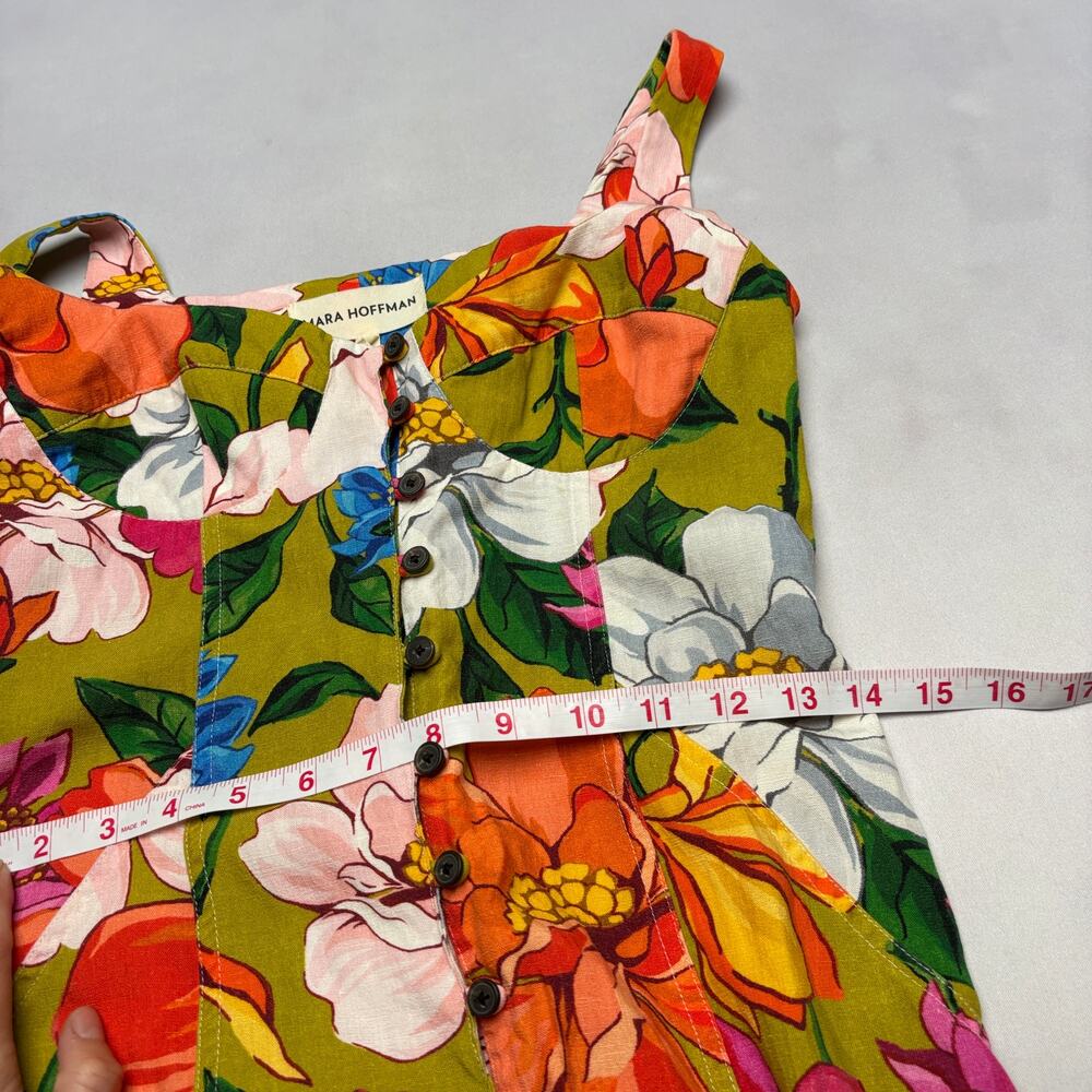 Mara Hoffman Floral Angelica Button Linen-Blend Midi Dress Women's 4 - Picture 7 of 10